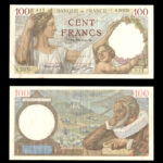 اسکناس 100 فرانک فرانسه نایاب و زیبا