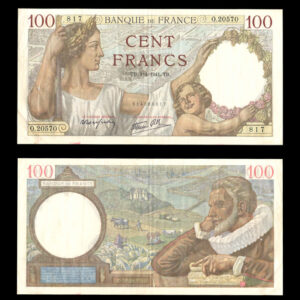 اسکناس 100 فرانک فرانسه نایاب و زیبا
