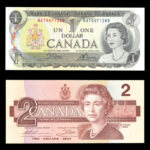 جفت اسکناس‌های 1 و 2 دلاری کانادا
