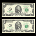 جفت اسکناس جایگزین 2 دلاری - شماره زیبا و خاص