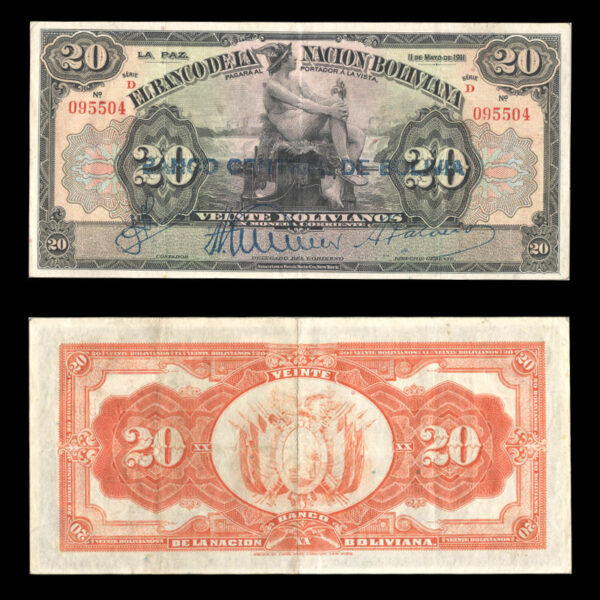 اسکناس 20 بولیویانوس بولیوی کمیاب - Image 1
