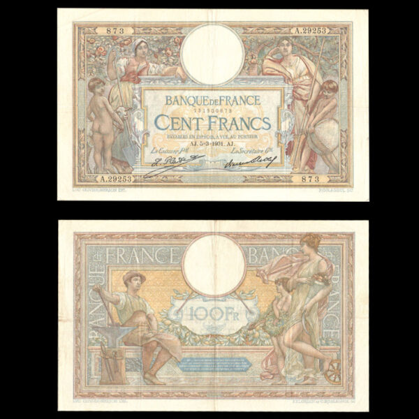 اسکناس 100 فرانک فرانسه نایاب (معروف به قاب) - Image 1