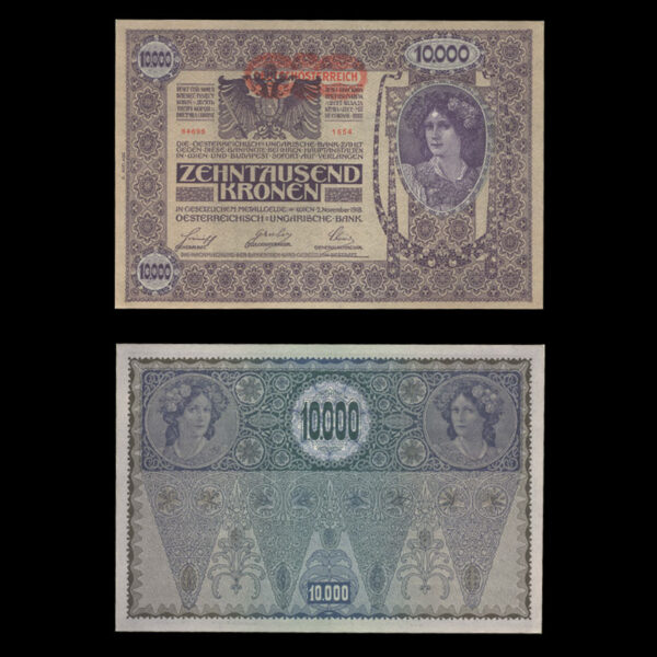 اسکناس 10000 کرون امپراتوری اتریش-مجارستان با مهر قرمز کمیاب - Image 1