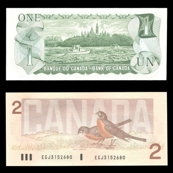 جفت اسکناس‌های 1 و 2 دلاری کانادا - Image 2