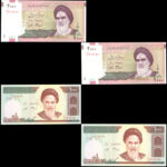 دو جفت اسکناس یک هزار ریال و دو هزار ریال هم شماره